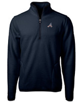 Atlanta Braves Stars & Stripes Cutter & Buck Cascade Eco Sherpa Fleece Mens Big & Tall Quarter Zip Jacket NVBU_MANN_HG 1