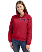 New England Patriots Americana Cutter & Buck Charter Eco Recycled Womens Full-Zip Jacket Cardinal Red Front