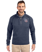 Tampa Bay Rays Stars & Stripes Cutter & Buck Mainsail Sweater-Knit Mens Big and Tall Half Zip Pullover Jacket Liberty Navy Heather Front