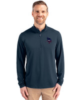 Minnesota Vikings Americana Cutter & Buck Virtue Eco Pique Recycled Quarter Zip Mens Pullover Navy Blue Front