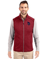 Minnesota Vikings Americana Cutter & Buck Mainsail Sweater-Knit Mens Full Zip Vest Cardinal Red Heather Front
