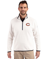 Chicago Bears - Cutter & Buck Cascade Eco Fleece Mens Quarter Zip Jacket Shell/Navy Blue Front
