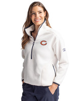 Chicago Bears - Cutter & Buck Cascade Eco Fleece Womens Pullover Jacket Shell/Navy Blue Front