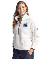 Old Dominion Monarchs College Vault - Cutter & Buck Cascade Eco Fleece Womens Pullover Jacket Shell/Navy Blue Front