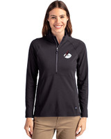 Arizona Cardinals Historic Cutter & Buck Adapt Recycled Soft Knit Stretch Womens Half Zip Pullover Black Front
