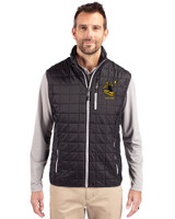 Pittsburgh Steelers Historic Cutter & Buck Rainier PrimaLoft® Mens Eco Insulated Full Zip Puffer Vest Black Front