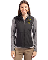Pittsburgh Steelers Historic Cutter & Buck Stealth Hybrid Quilted Womens Full Zip Windbreaker Jacket Black Front