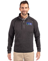 Seattle Seahawks Historic Cutter & Buck Mainsail Sweater-Knit Mens Big and Tall Half Zip Pullover Jacket Charcoal Heather Front