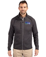 Seattle Seahawks Historic Cutter & Buck Mainsail Sweater-Knit Mens Big and Tall Full Zip Jacket Charcoal Heather Front