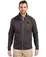 Pittsburgh Steelers Historic Cutter & Buck Mainsail Sweater-Knit Mens Big and Tall Full Zip Jacket Charcoal Heather Front