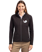 Arizona Cardinals Historic Cutter & Buck Adapt Eco Knit Hybrid Recycled Womens Full Zip Jacket Black Front
