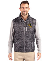Pittsburgh Steelers Historic Cutter & Buck Rainier PrimaLoft® Mens Eco Insulated Full Zip Printed Puffer Vest Black Front