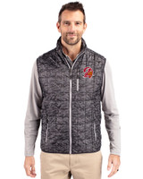 Tampa Bay Buccaneers Historic Cutter & Buck Rainier PrimaLoft® Mens Eco Insulated Full Zip Printed Puffer Vest Black Front
