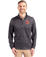 Tampa Bay Buccaneers Historic Cutter & Buck Traverse Recycled Smooth Stretch Mens Big & Tall Camo Quarter Zip Pullover Black Front