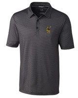 Pittsburgh Steelers Historic Cutter & Buck Pike Mini Pennant Print Stretch Mens Polo Black Mannequin