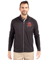 Tampa Bay Buccaneers Historic Cutter & Buck Adapt Eco Knit Hybrid Recycled Mens Full Zip Jacket Black Front
