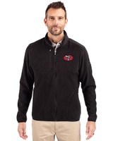 San Francisco 49ers Historic Cutter & Buck Cascade Eco Sherpa Mens Big & Tall Fleece Jacket Black Front