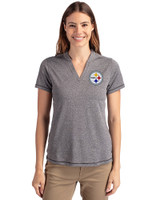 Pittsburgh Steelers Cutter & Buck Forge Eco Heathered Stretch Womens Blade Top Charcoal Heather Front
