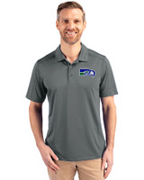 Seattle Seahawks Historic Cutter & Buck Prospect Eco Textured Stretch Recycled Mens Short Sleeve Polo Elemental Grey Front