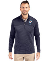 Tennessee Titans Historic Cutter & Buck Traverse Stretch Eco Stripe Quarter Zip Mens Big and Tall Pullover Liberty Navy Front