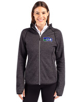 Seattle Seahawks Historic Cutter & Buck Mainsail Full Zip Hooded Womens Jacket Charcoal Heather Front