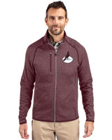 Arizona Cardinals Historic Cutter & Buck Mainsail Sweater-Knit Mens Full Zip Jacket Bordeaux Heather Front