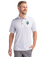 Los Angeles Chargers Historic Cutter & Buck Pike Double Dot Print Stretch Mens Big and Tall Polo Charcoal Front