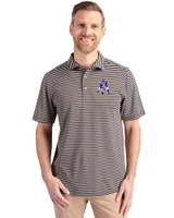 New England Patriots Historic Cutter & Buck Virtue Eco Pique Stripe Recycled Mens Polo Black Front