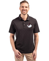 Arizona Cardinals Historic Cutter & Buck Virtue Eco Pique Tile Print Recycled Mens Polo Black Front