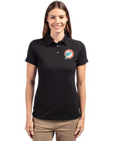Miami Dolphins Historic Cutter & Buck Advantage Recycled Cotton-Blend Pique Womens Polo Black Front