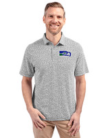 Seattle Seahawks Historic Cutter & Buck Virtue Eco Pique Botanical Print Recycled Mens Polo Black Front