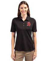 Tampa Bay Buccaneers Historic Cutter & Buck Virtue Eco Pique Recycled Womens Polo Black Front