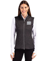 New York Giants Historic Cutter & Buck Mainsail Sweater-Knit Womens Full Zip Vest Charcoal Heather Front