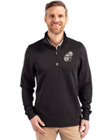 New Orleans Saints Historic Cutter & Buck Traverse Stretch Eco Quarter Zip Mens Big and Tall Pullover Black Front