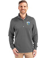 Los Angeles Chargers Historic Cutter & Buck Traverse Stretch Eco Quarter Zip Mens Big and Tall Pullover Elemental Grey Front