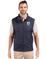 Los Angeles Chargers Historic Cutter & Buck Stealth Hybrid Quilted Mens Big and Tall Windbreaker Vest Liberty Navy Front