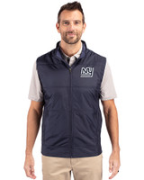 New York Giants Historic Cutter & Buck Stealth Hybrid Quilted Mens Big and Tall Windbreaker Vest Liberty Navy Front