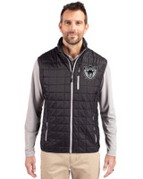 Las Vegas Raiders Historic Cutter & Buck Rainier PrimaLoft® Mens Big and Tall Eco Insulated Full Zip Puffer Vest Black Front