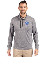 Los Angeles Rams Historic Cutter & Buck Stealth Heathered Quarter Zip Mens Pullover Elemental Grey Front