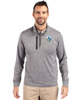 Los Angeles Chargers Historic Cutter & Buck Stealth Heathered Quarter Zip Mens Pullover Elemental Grey Front