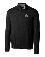 New England Patriots Historic Cutter & Buck Lakemont Tri-Blend Mens Big and Tall Quarter Zip Pullover Sweater Black Mannequin