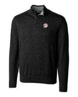 Miami Dolphins Historic Cutter & Buck Lakemont Tri-Blend Mens Big and Tall Quarter Zip Pullover Sweater Black Mannequin