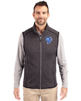 Los Angeles Rams Historic Cutter & Buck Mainsail Sweater-Knit Mens Full Zip Vest Charcoal Heather Front