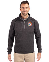 Miami Dolphins Historic Cutter & Buck Mainsail Sweater-Knit Mens Big and Tall Half Zip Pullover Jacket Charcoal Heather Front