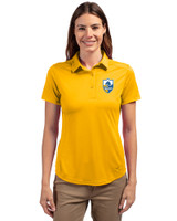 Los Angeles Chargers Historic Cutter & Buck Prospect Eco Textured Stretch Recycled Womens Short Sleeve Polo College Gold Front