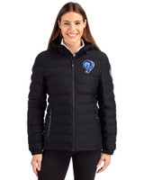 Los Angeles Rams Historic Cutter & Buck Mission Ridge Repreve® Eco Insulated Womens Puffer Jacket Black Front