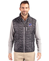 New England Patriots Historic Cutter & Buck Rainier Recycled Insulated Printed Puffer Mens Full Zip Vest Black Front