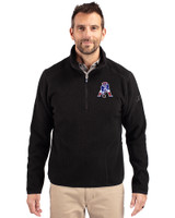 New England Patriots Historic Cutter & Buck Cascade Eco Sherpa Fleece Mens Big & Tall Quarter Zip Jacket Black Front