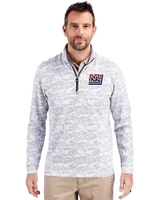 New York Giants Historic Cutter & Buck Traverse Stretch Eco Camo Print Quarter Zip Mens Big and Tall Pullover Charcoal Front