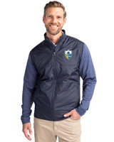 Los Angeles Chargers Historic Cutter & Buck Stealth Hybrid Quilted Mens Big and Tall Full Zip Windbreaker Jacket Liberty Navy Front